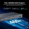 24 Port Full Gigabit PoE Switch with 2 GE Uplink, 2 Gigabit SFP, IEEE802.3af/at Max 400W, YuLinca Unmanaged Rackmount Switch with VLAN and AI Watchdog view 4