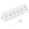 Electrical Outlet Extender with USB C, Flat Wall Plug Extension Cord with 4 Sockets, Surge Protector Power Strip 15 Amps/1200 Joules, 6.5 Ft Multi-Plug Extension Cable for Home Office Dorm, White view 1