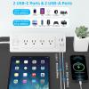 Electrical Outlet Extender with USB C, Flat Wall Plug Extension Cord with 4 Sockets, Surge Protector Power Strip 15 Amps/1200 Joules, 6.5 Ft Multi-Plug Extension Cable for Home Office Dorm, White view 3