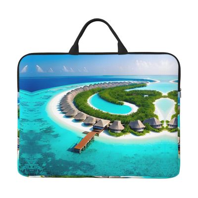 POEZJZW Maldives Scenery Laptop Bag 14 Inch Handheld Portable Briefcase Shockproof Protective Sleeve Computer Inner Bag
