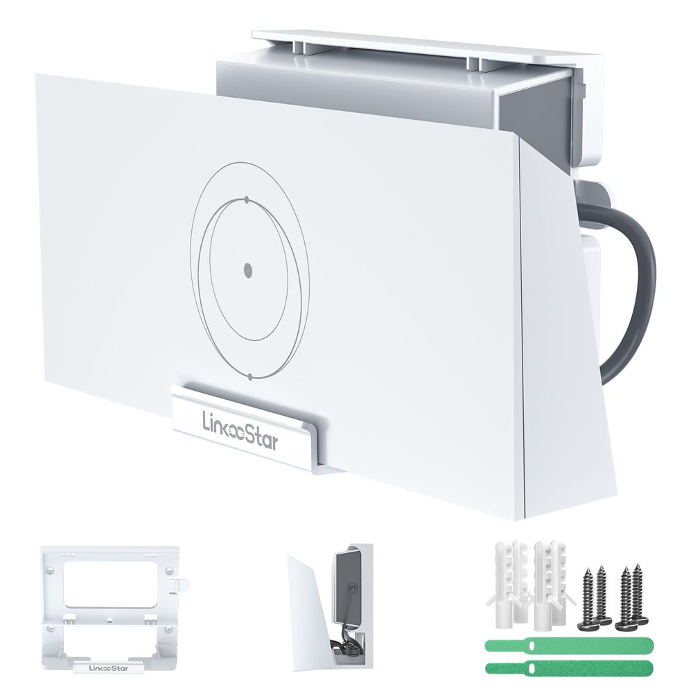 2 in 1 Router Mount for Starlink Gen 3, All in One Star Link V3 Mesh Router and Power Supply Mounting Kit, Space Saving, Cable Storage, ABS, Linkoostar Star Link Standard Router Mount Ideal for Home