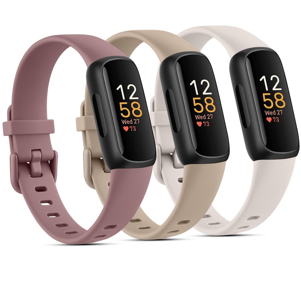 3 Pack Silicone Bands Compatible with Fitbit Inspire 3 Bands for Women Men, Adjustable Replacement Sport Wristbands Straps for Fitbit Inspire 3 Fitness Tracker (Starlight/Milk Tea/Smoke Violet)