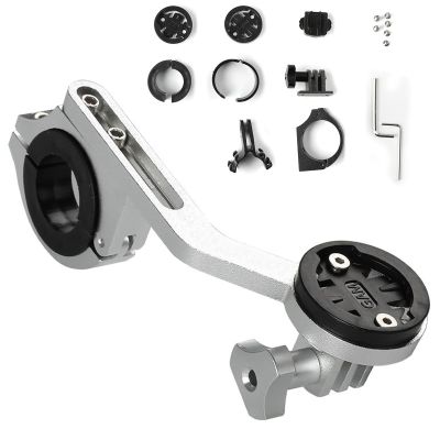 CZMYCBG Out-Front Bike Mount, Sport Bicycle Computer Handlebar Mount, Extended Bicycle Computer Mount for GPS Devices(Silver)