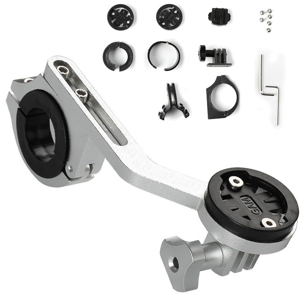 CZMYCBG Out-Front Bike Mount, Sport Bicycle Computer Handlebar Mount, Extended Bicycle Computer Mount for GPS Devices(Silver)