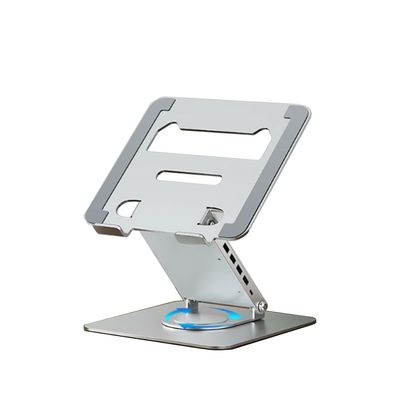 Adjustable laptop stand with 360 degree rotating base, multi interface aluminum alloy heat dissipation bracket USB extender, laptop stand, ergonomic, foldable laptop stand, suitable for desktop use