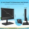 Feihe 12 Inch Small TV, Portable TV with HD Display, Antenna,HDMI,AV,USB Ports, Built-in Digital Tuner and Compact Design for Kitchen, RV, and Travel view 3