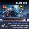 saokolenk 4K HDMI Over Fiber Converter, Mini 4K 60Hz HDMI Fiber Extender, 18Gbps HDMI 2.0 to Fiber Optical Transceiver, HDMI Optic Converter Supports YUV444 422 420, Multimode 300m, LC view 2