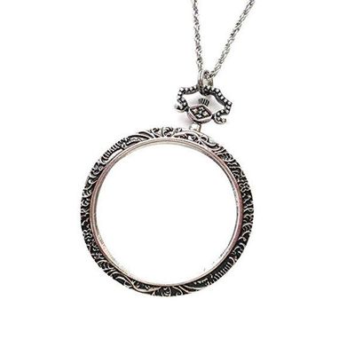 JSEIAJB Portable Necklace Magnifier, 10x Handheld Vintage Magnifying Glass Pendant Necklace Decorative Gift Loupe for Library Reading