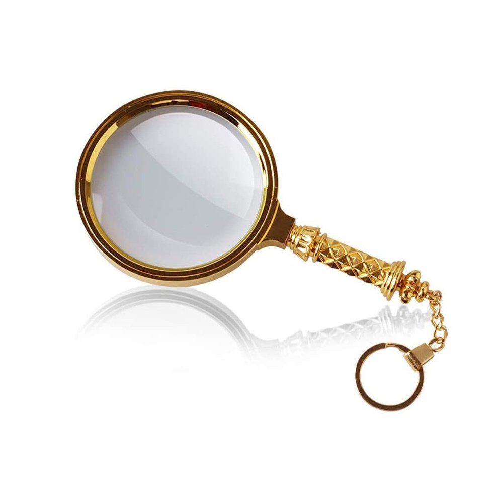 JSEIAJB Handheld Metal Handle Old Man Reading Looking at Magnifying Glass High Magnification 10 Times Microscope
