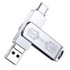 128GB Flash Drive for iPhone, Instant Use No Setup, FYRIS MFi Certified USB-A USB-C Lightning Thumb Drive for baclup Photo, Video, File compatiable iPad, Android, MacBook, PC (Skull) view 1