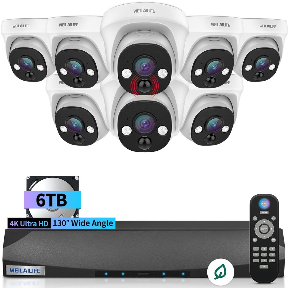 2-Way Audio & 130 Wide-Angle Wired Security Camera System, Outdoor POE IP Cameras, Home Video Surveillance Camera Systems