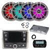 Infinity PRV-315.2 Marine Gauge Style Bluetooth AM/FM/WeatherBand Radio Receiver, Wired Remote, Extension, 4-Channel Amplifier w/Kit, 4x 6.5" 225 Watt Max Multicolor LED Boat Audio Speakers (Titanium) view 1