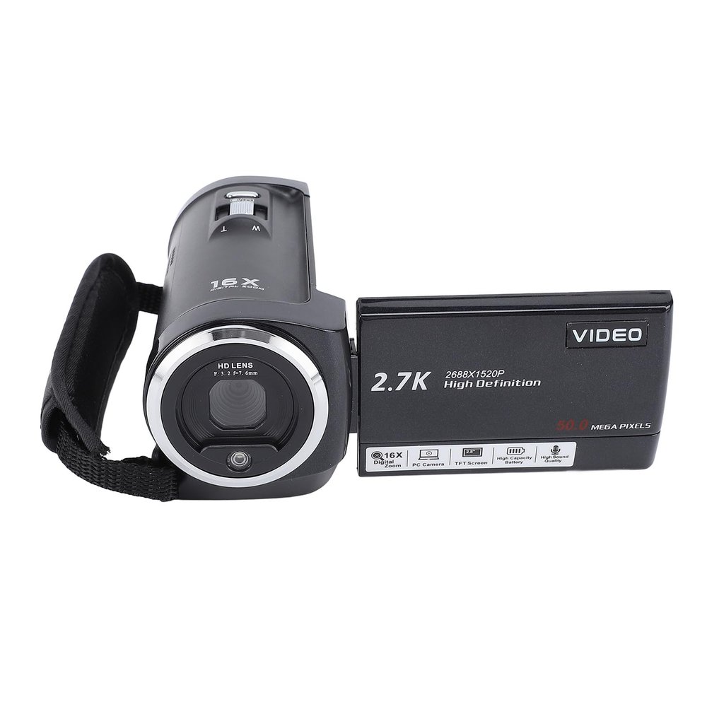 Camcorder, QHD 2.7K 50MP Video Camera 2.8'' Screen 16X Digital Zoom Vlogging Camera with 2 Batteries, External Microphone, for Kids, Teens, Students, Beginners