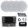 Infinity PRV-315.2 Marine Gauge Hole Mount USB Bluetooth AM/FM/WB Radio Receiver, Wired Remote, Extension, 4-Channel Amplifier w/Kit, 4x 5.25" 20 Watt Polycone Audio Speakers (White, Bulk Packaging) view 1
