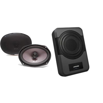 Alpine SXE-6926S 6x9 2-Way Coaxial Speakers (Pair) w/PWE-S8 Powered 8inch Woofer Bundle
