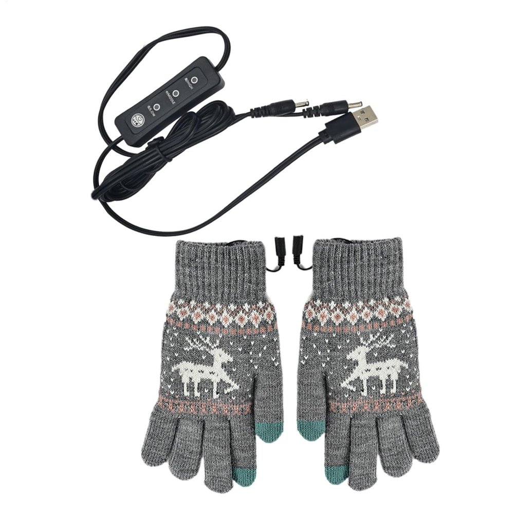 Heated Winter Gloves - Heated Winter Gloves, USB Heated Gloves for Typing | Touchscreen Heated Gloves Full Finger, Adjustable Temperature Hand Warmers for Men Women | Warm Work Gloves for Cold Weather