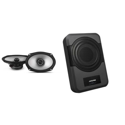 Alpine S2-S69 - Next-Generation S-Series 6x9 Coaxial Speaker Set w/PWE-S8 Powered 8inch Woofer Bundle