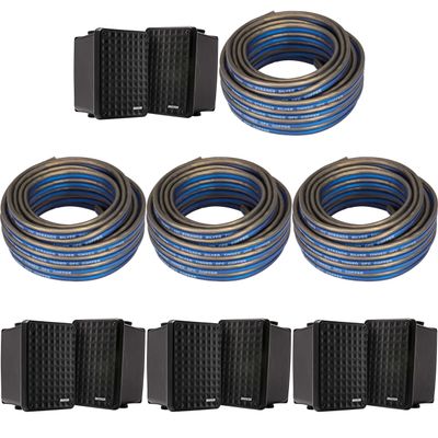 KICKER (4 Pair KB6B 2-Way Full Range Indoor Outdoor Speakers (Pair) Weatherproof Speakers for Patio Garage Poolside in-Home, Black & 80ft Speaker Wire Bundle