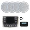 Infinity PRV-315.2 Marine Gauge Hole Mount USB Bluetooth AM/FM/WB Radio Receiver, Wired Remote, Extension Cable, 4x 5.25" 20 Watt Max Power Polycone Audio Speakers (White, Bulk Packaging) view 1