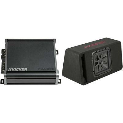 KICKER 45VL7R122 Single 12" L7R Loaded Vented Enclosure - 600 Watts RMS - w/ CXA800.1 Amp Bundle