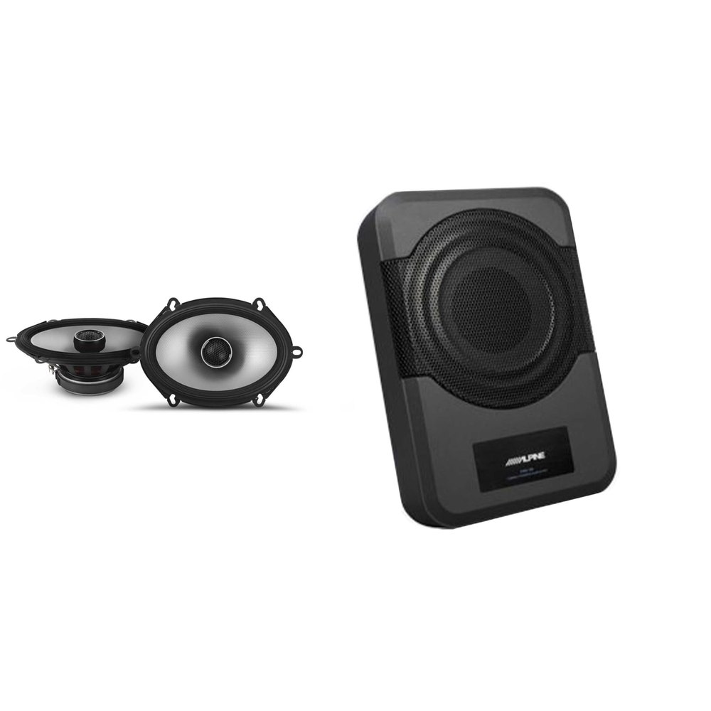 Alpine S2-S68 - Next-Generation S-Series 6x8 Coaxial Speaker Set w/PWE-S8 Powered 8inch Woofer Bundle
