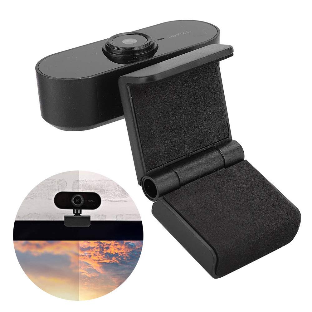 1080P HD Webcam, USB Computer Camera with Microphone, 360 Degree Rotation, Plug and Play, for Video Call, Conference, Teaching (Black)