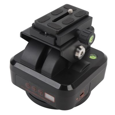 Motorized Tripod Head with Remote Control 360 Degree Rotation 2.2kg Load Capacity Smartphone Clip Type C Charging, 2.4G Remote for DSLR Cameras Smartphones Live Streaming