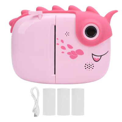 48MP Digital Camera Front Rear Dual Lens 1080P Instant Print Camera Thermal Printing Camera (Pink)