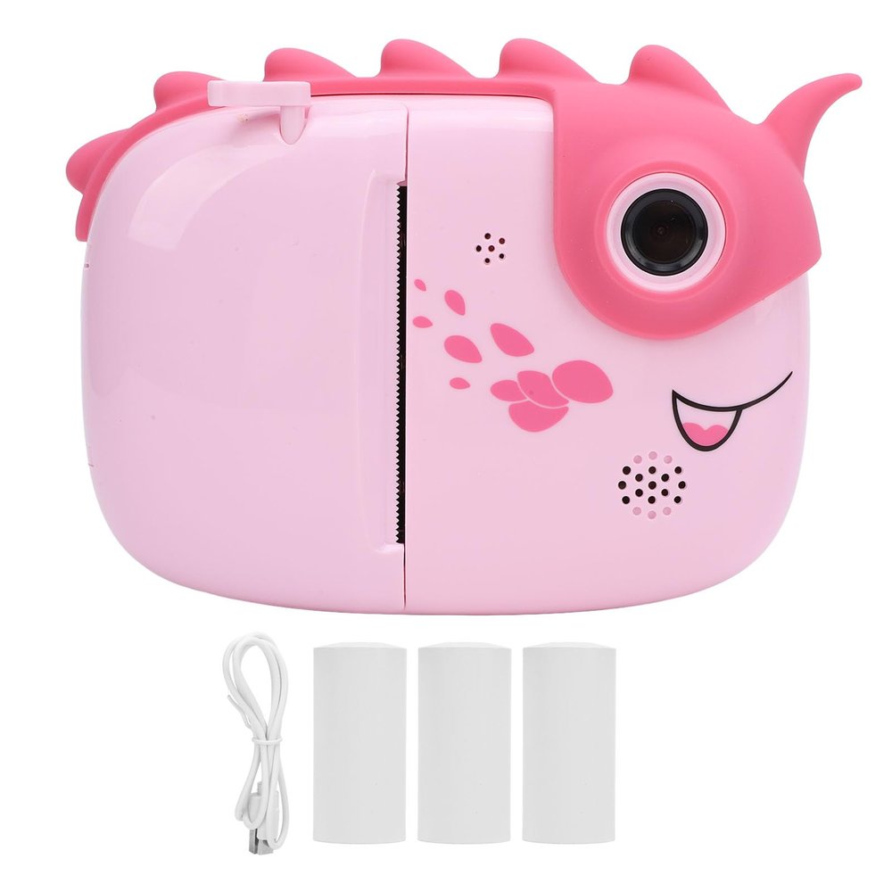 48MP Digital Camera Front Rear Dual Lens 1080P Instant Print Camera Thermal Printing Camera (Pink)