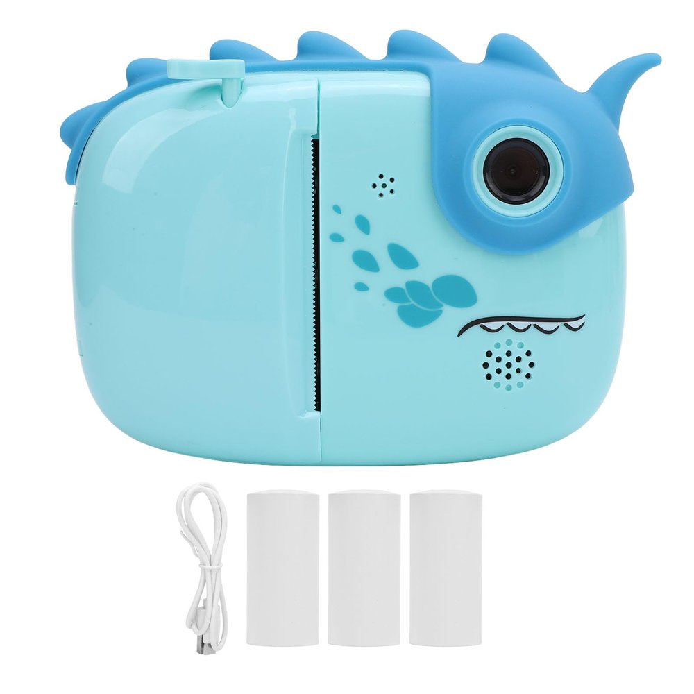 48MP Digital Camera Front Rear Dual Lens 1080P Instant Print Camera Thermal Printing Camera (Blue)
