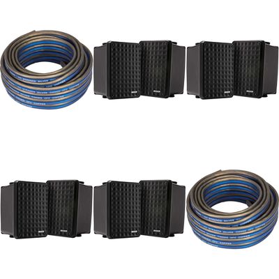 KICKER (4 Pair KB6B 2-Way Full Range Indoor Outdoor Speakers (Pair) Weatherproof Speakers for Patio Garage Poolside in-Home, Black & 40ft Speaker Wire Bundle