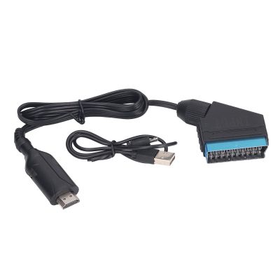 Alomejor SCART to HD Converter 720P 1080P Converter High Definition Visual Experience for VCR DVD (Black)