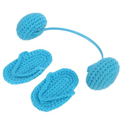 Newborn Photography Props, Infant Photoshoot Props Newborn Knitting Wool Photography Props Baby Slipper Earphone Set Newborn Picture Props for 03 Months Babies (Blue)