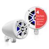 Pyle 4" Waterproof Off-Road Marine Speakers - 2-Way Full Range Stereo System with 360 Rotatable Bracket, Rugged Weatherproof Design, Ideal for ATVs, UTVs, Jeeps, Boats, and Wakeboards, White Colored view 1