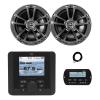 JBL JAM5000N Marine Gauge Hole Mount USB Bluetooth AM/FM/WeatherBand Radio Receiver with Wired Remote, Extension Cable, 2x 6.5" 225 Watt Max Power Boat Audio Speakers (Chrome. Bulk Packaging) view 1