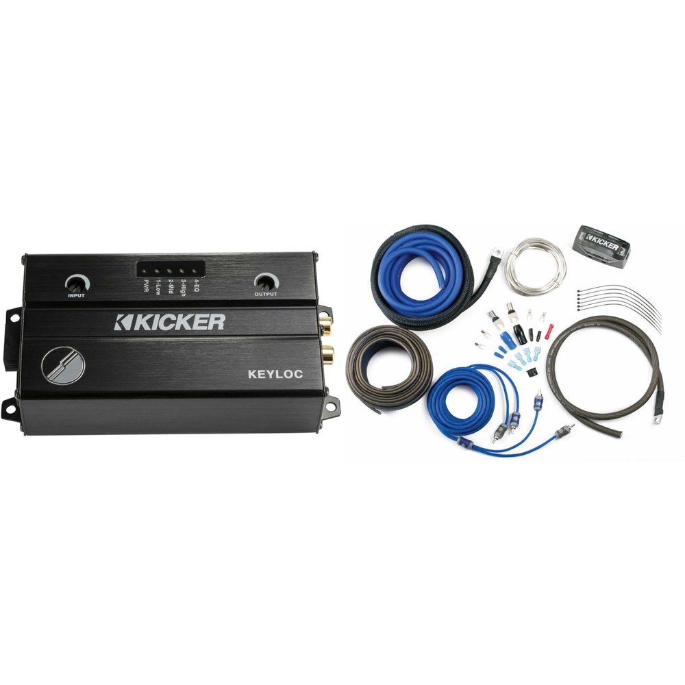 Kicker 47KEYLOC Key Series Smart Powered Line-Out Converter & 46CK8 8 AWG 2-Channel Amp Kit