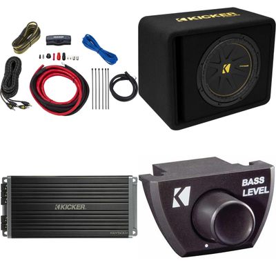 Kicker 12 Inch Comp Bass Package 50VCWC122 with 47KEY500.1, Bass Knob and 47VK6 amp Wire kit