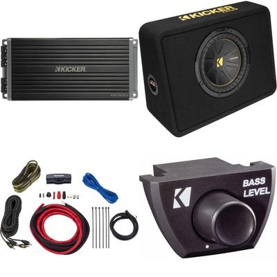 Kicker 10 Inch Comp Truck Bass Package 50TCWC102 with 47KEY500.1, Bass Knob and 47VK6 amp Wire kit