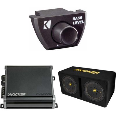 KICKER Dual 12 Inch Comp Bass Package 50DCWC122 with CXA8001, Bass Knob Bundle
