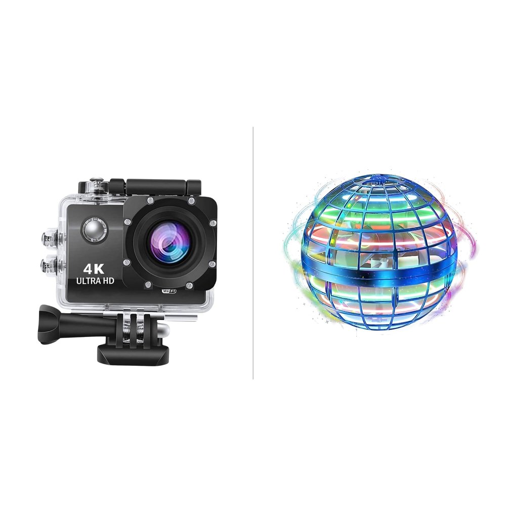 Pro Xtreme 4K Action Camera - Ultra HD Waterproof Camera Video Camera with Wi-Fi, 170 Wide Angle Lens, Image Stabilization, Galaxy Ball Toy Flying Orb Ball 2024 Space BallMultiple Mounting Options