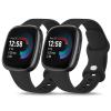 2 Pack Soft Silicone Bands for Fitbit Versa 4/3, Sense 2/1 - Replacement Strap for Women Men (Black/Black, Large) view 1