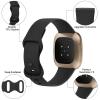 2 Pack Soft Silicone Bands for Fitbit Versa 4/3, Sense 2/1 - Replacement Strap for Women Men (Black/Black, Large) view 3