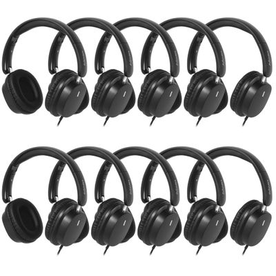 A+ Scholars Kids Headphones Bulk 10 Pack for School, HD Mic Stereo Sound Over-Ear Headphones for Classroom, Comfortable Fit, Foldable, 3.5mm Jack Wired Headphones for Kids ipad Tablets Computer Travel