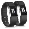 2 Pack Sports Bands for Fitbit Charge 2 Bands, Soft Classic Adjustable Waterproof Replacement Strap Wristbands for Women Men (Black/Black, Small) view 1