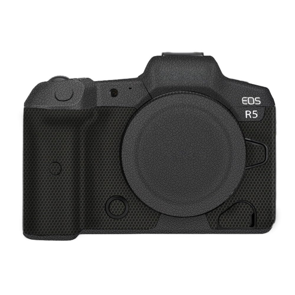 Anti-Scratch Camera Skin Wrap R5 Sticker Coat Vinly Protective Film Body Protector Decals Cover for Canon EOS R5 R 5 (Leather Black)