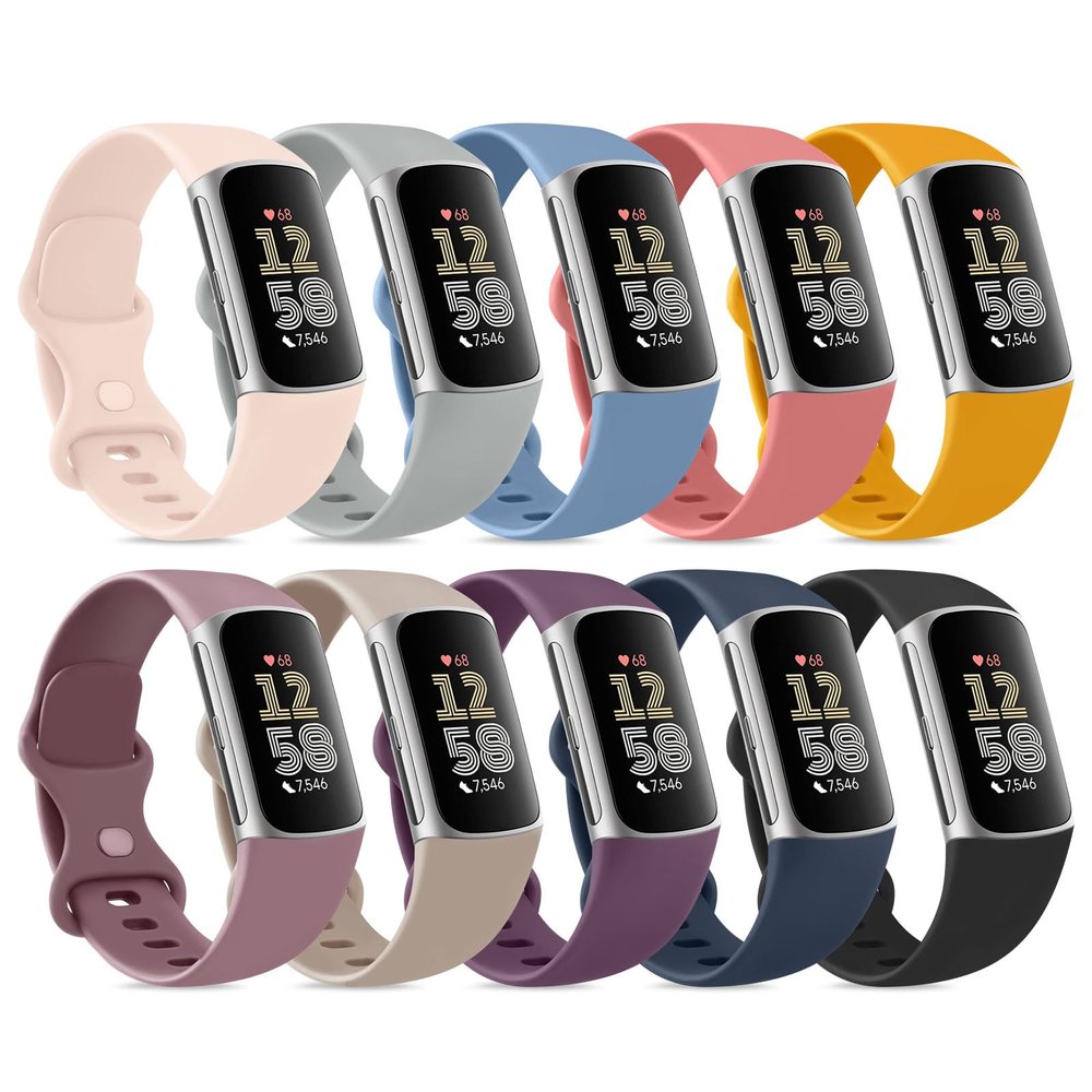 10 Pack Bands Compatible with Fitbit Charge 6 / Fitbit Charge 5 Bands for Women Men, Soft Silicone Waterproof Straps Replacement Wristbands Compatible for Fitbit Charge 5 / Charge 6 Fitness Tracker (10 Pack D, Small)