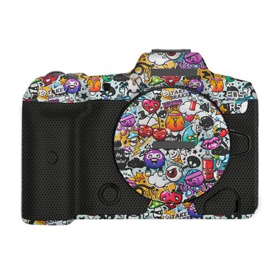Anti-Scratch Camera Skin Wrap R5 Sticker Coat Vinly Protective Film Body Protector Decals Cover for Canon EOS R5 R 5 (Graffiti White)