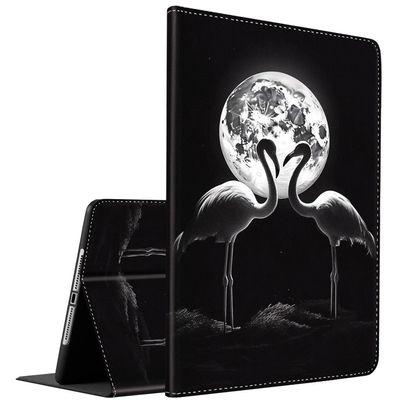 Case for iPad Air 13 inch 2024/iPad Pro 12.9 inch 6th/5th/4th/3rd Gen 2022/2021/2020/2018 Slim Fit Foldable Standing Cover Case with Auto Sleep/Wake Flamingo Moon