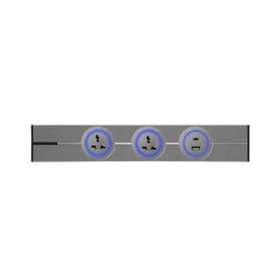 Power Socket Anti-Electric Shock Track Socket, Sliding Rail Slide Rail Socket, Movable Socket Home Plug Board Kitchen Dedicated,Grey-30cm