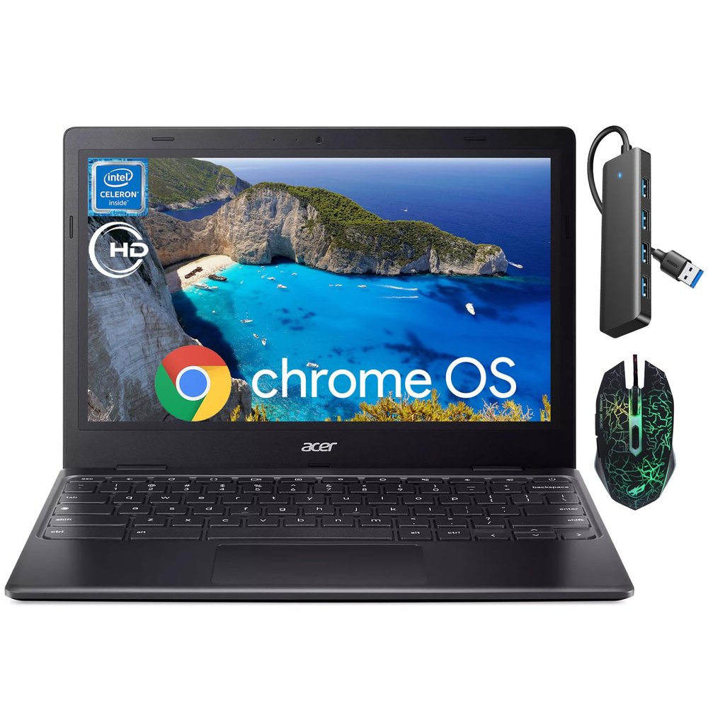 Acer Chromebook 311 Laptop for Student, Intel Celeron N4500, 11.6" HD Display, 4GB RAM, 64GB eMMC, Wifi5, Bluetooth, Webcam, Mouse, Chrome OS, with USB 3.0 HUB